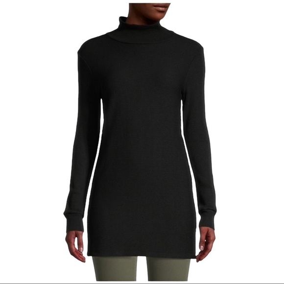 Monrow Rib Knit Mockneck Tunic Top NWT - Picture 4 of 9